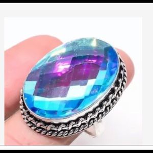 Blue Mystic Fire Topaz 925 Sterling Silver ring